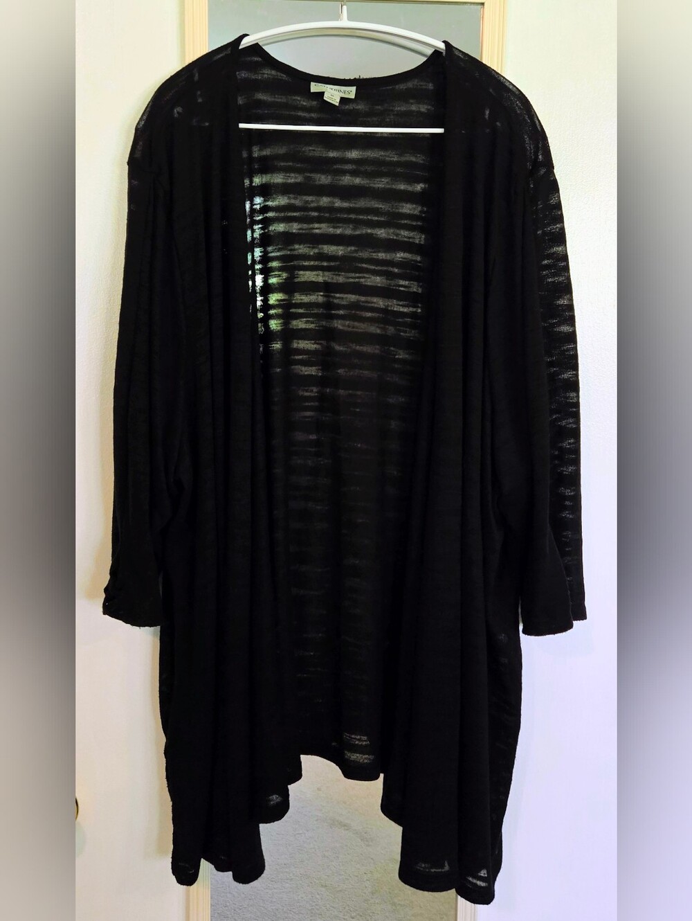Eileen Fisher Plus Size 5x Black Lightweight Open-Front Cardigan